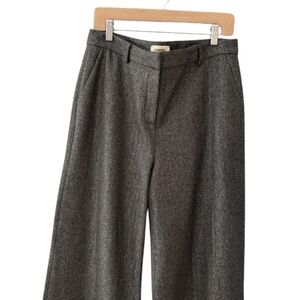 L’AGENCE Pilar Herringbone Wool Blend Wide Leg Pants